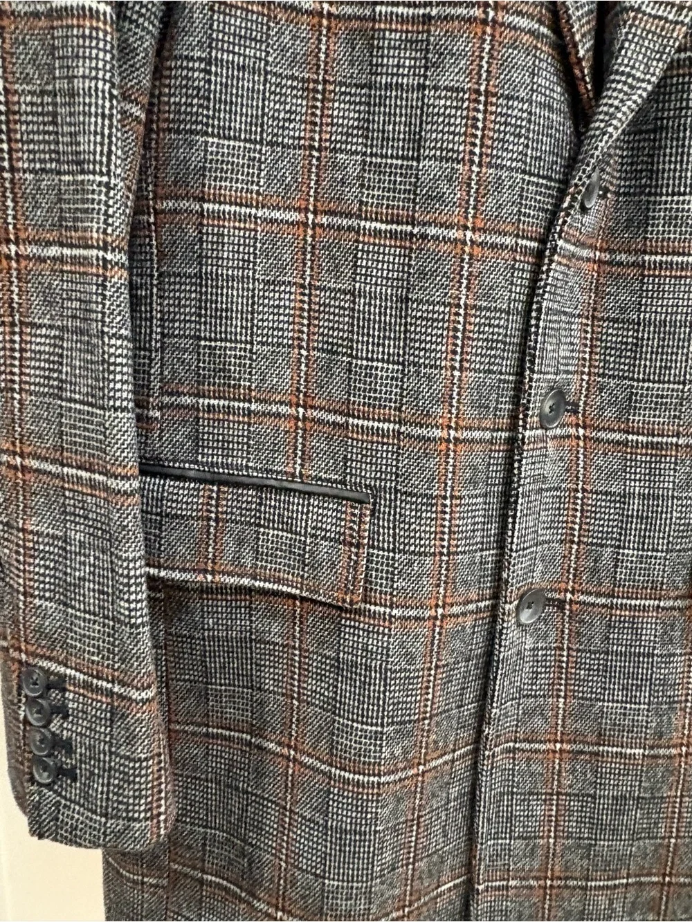 INC International Concepts Gray Plaid Peacoat